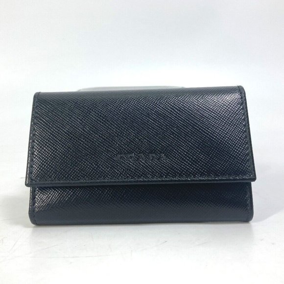 PRADA key logo 6-Ring Key Case saffiano leather Black - Picture 1 of 12